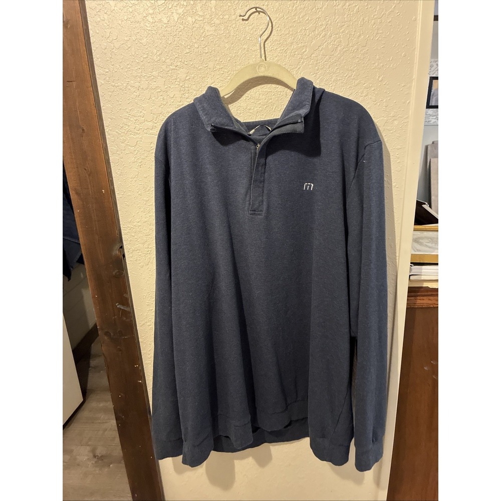 travis matthew polo 1/4 zip xxxl blue sweat shirt long sleeve